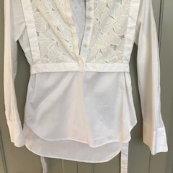 BCBG Maxazria High-Low Blouse with Lace Detail - Picture 2 of 13